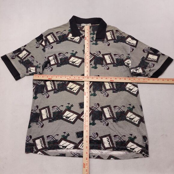 Penguin Club Pullover Short Sleeve Polo Shirt Mens Size Large L Beige Black - Picture 6 of 10